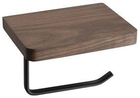 Hnedý nástenný/s poličkou drevený držiak na toaletný papier – Sapho