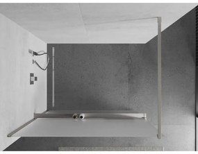Mexen Kioto+, sprchová zástena Walk-In s poličkou a vešiakom 80 x 200 cm, 8mm sklo námraza, brúsená oceľ profil, 800-080-121-97-30