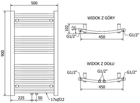 Mexen Ares, vykurovacie teleso 900x500 mm, 293 W, chrómová, W102-0900-500-00-01