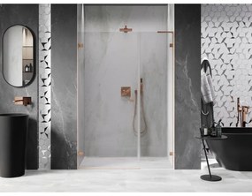 Mexen Lunar-B, L Otočné ľavé sprchové dvere 145 cm, 8mm číre sklo, medený matný profil, 832SL-145-050-65-00-L