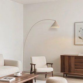 Retro stojaca lampa béžová s bielym interiérom - Triangolo