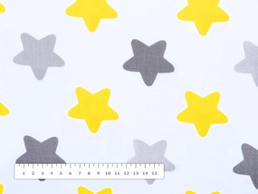 Biante Detský bavlnený okrúhly obrus Sandra SA-203 Žlto-sivé hviezdy Ø 100 cm