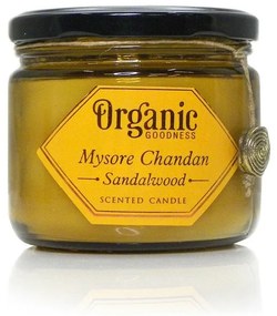 Organická sviečka Mysore Chandan - Sandalwood 200 g v jantárovom skle