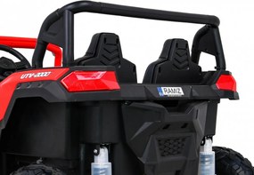 Ramiz Silná pretekárska štvorkolka pre 2 deti Červená + Bezkartáčový motor + Nafukovacie kolesá + LED zvuk