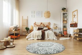 Koberec Lima G757A mandala, krémový / sivý kruh