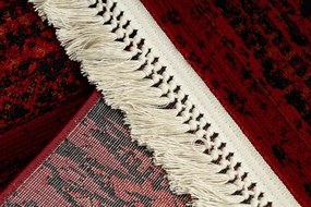 Koberec ORIENT 5820 so strapcami, pruhy / orientálny, bordový / čierny