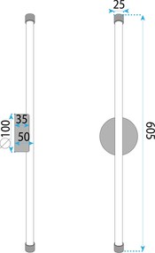 Toolight Toolight, LED nástenné svietidlo 60cm, 12W, 3000K, LHJ069-W, čierna matná, OSW-60037