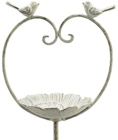 Zapichovacie napájadlo pre vtáky Love, 104x22 cm, kov, biela