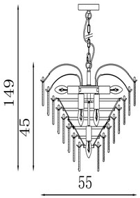 Searchlight 48970-6SB - Luster na reťazi FEATHER 6xE14/60W/230V