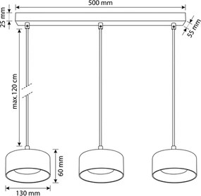 Brilagi - Závesný luster na lanku AURA LUX 3xGX53/30W/230V čierna/dymová