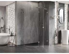 Mexen Lunar, L pravý polkruhový sprchový kút 90 x 70 cm, 8mm číre sklo, oceľový profil, 833L-090P-070L-97-00