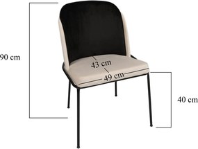 Sada 4 ks jídelních židlí Dore samet černá/krémová