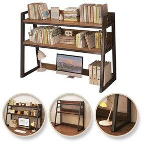 Multifunkčná 3-poschodová polica VERTEX čierna/orech