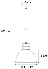 Inteligentné závesné svietidlo sivé 30 cm vrátane wifi žiarovky A60 - Dory