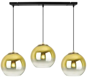 Závesné svietidlo Bergen Gold, 3x zlaté/transparentné sklenené tienidlo (fi 15cm)