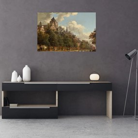 Obraz - Jan van der Heyden, View Down a Dutch Canal, reprodukcia (90x60 cm)
