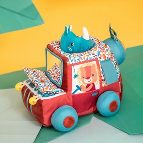 Lilliputiens - textilné autíčko s aktivitami a zrkadielkom