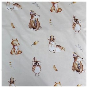 Béžové bavlnené detské obliečky do postieľky 100x135 cm Animals "Woodland" – Jerry Fabrics