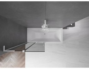 Mexen Velar L, 2-krídlová posuvná vaňová zástena 90 x 150 cm, 8mm šedé sklo, biela matná, 896-090-003-41-20