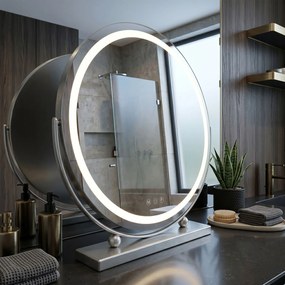Rea MAKE-UP, kozmetické LED zrkadlo 50cm na postavenie, chrómová, HOM-10910