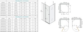 Mexen Roma, sprchovací kút 90 (dvere) x 50 (stena) cm, 6mm šedé sklo, chrómový profil, 854-090-050-01-40