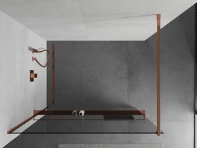 Mexen Kioto, sprchová zástena Walk-in s poličkou a vešiakom 95 x 200 cm, 8mm číre sklo, profil ružové zlato, 800-095-121-60-00