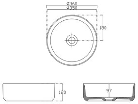 Sapho, INFINITY ROUND keramické umývadlo na dosku, priemer 36x12 cm, biela, 10NF65036