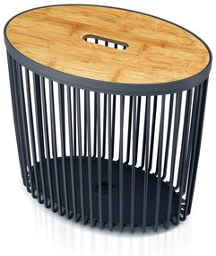 Univerzálny oválny kôš s bambusovým vekom, 30 l, prírodné drevo / antracit