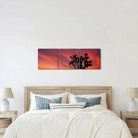 Obraz západu slnka nad siluetou stromu (s hodinami) (90x30 cm)