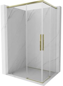 Mexen Rox, Duo posuvný sprchový kút 80 x 75 cm, číre sklo, zlatý profil, 8C2D-080-075-50-00