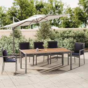 Záhradný stôl drevená doska sivý polyratan a masívna akácia 319555