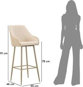 Krémové čalúnené barové stoličky v súprave 2 ks s podrúčkami (výška sedadla 78 cm) Alaska – Mauro Ferretti