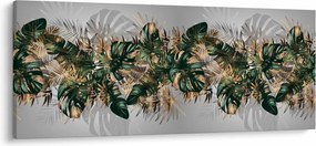 Obraz - Zlato-zelené tropické listy (120x50 cm)