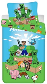 Detské obliečky Minecraft 140×200 + 70×90 cm – 100 % bavlna, obojstranné, oficiálna licencia