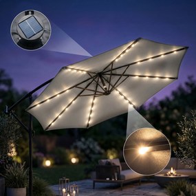 Záhradný slnečník MILIN s LED osvetlením 300 cm svetlosivý