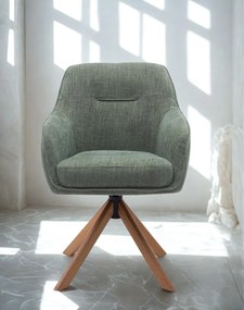 Otočná jedálenská stolička Avola – zelená, drevené nohy (53250005)