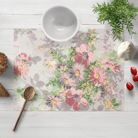 Biante Bavlnené prestieranie na stôl Sandra SA-704 Maľované ružovo-červené kvety na sivom 35x45 cm
