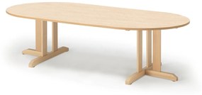Stôl KUPOL, oválny, 2000x800x500 mm, linoleum - béžová, breza