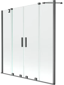 Mexen Velar Duo, 2-krídlová posuvná vaňová zástena 140 x 150 cm, 8mm číre sklo, grafitový matný profil, 896-140-000-02-66