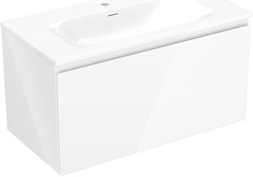 Mexen Orio, kúpeľňová skrinka 90 cm s umývadlom Vela, 1 zásuvka, biela lesklá, 91A10-09047-1-BF00-W23M00