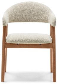 Čalouněná jídelní židle Sorento z masivu bouclé béžová/ořech