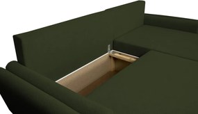 Rohová sedačka Helvetius, tmavo zelená látka
