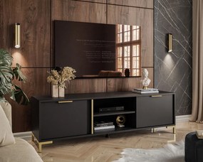 TV STOLÍK LOREEN TMAVOŠEDÝ + ZLATÝ NA NOŽIČKÁCH 153 cm