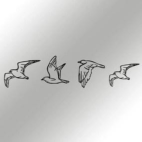 Nástenná kovová dekorácia Vtáky 100x24 cm čierna