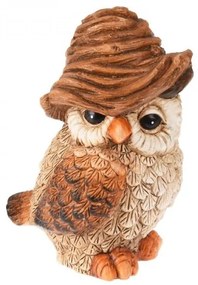 Dekoračná sova s ratanovým klobúčikom 16 cm