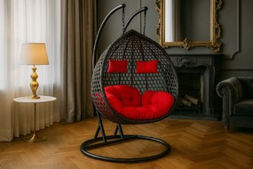 Závesné ratanové hojdacie dvojkreslo VENUS Plus čierne