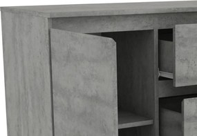 Komoda s 3 zásuvkami Carlos, šedý beton, 120 cm