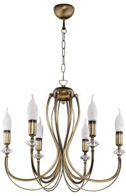 Jupiter 1612 - Luster na reťazi MELODY 6xE14/40W/230V mosadz patina