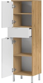 Biela skrinka s dubovým dekorom Germania Mauresaa, výška 120 cm