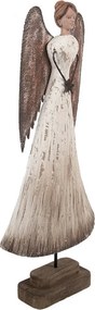 Drevená dekorácia anjel s hviezdičkou Angel Brocante - 19*6*42 cm